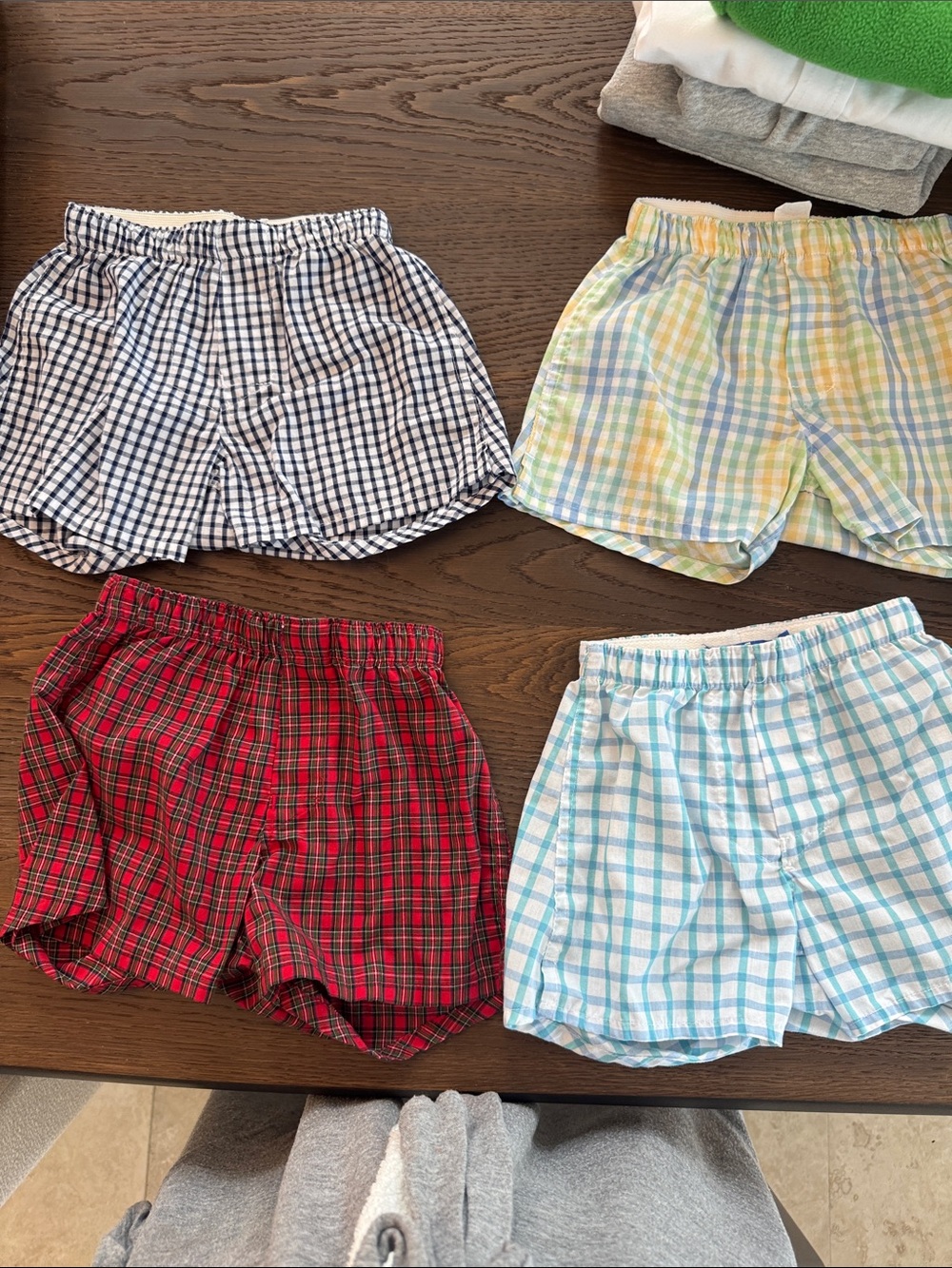 Kids Plaid Cotton Shorts Pack - Blue, Red, Navy, Yellow Plaids